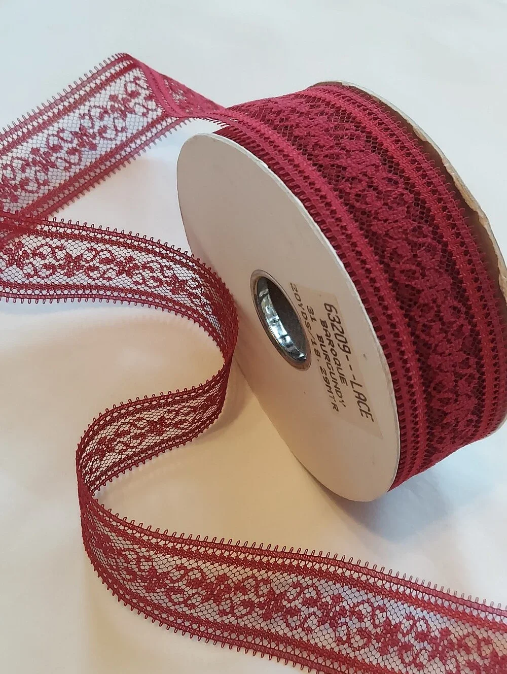 New Ribbon Lot, Baroque Burgandy Lace, Serenade Burgandy Lace, Pearl Trim Sheer
